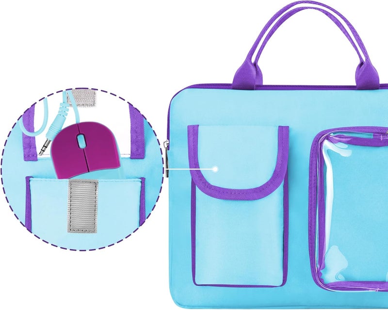 Annmore Carrying Bag for LEXiBOOK Educational and Bilingual Laptop, Blue/Purple - Image 5